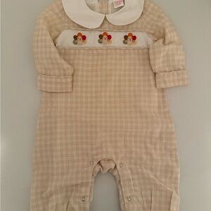 Charming Beige Checkered Kids Footie